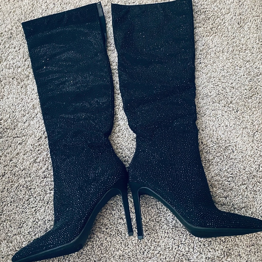 Rhinestone over the knee boots